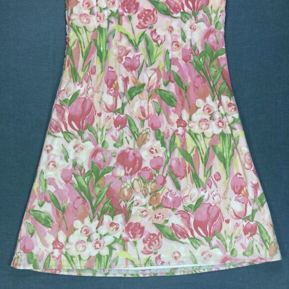 Tommy Hilfiger Mini Shift Dress Women 8 Pink Green Floral Sleeveless Beachy Boho - Picture 8 of 14